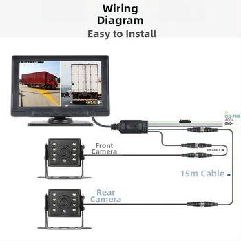 Κάμερα οδήγησης αυτοκινήτου με παρακολούθηση νεκρών γωνιών, 1080P βίντεο, 170° ευρυγώνιο, 12MP φωτογραφίες, φακός F2.0, εγγραφή μπροστά και πίσω