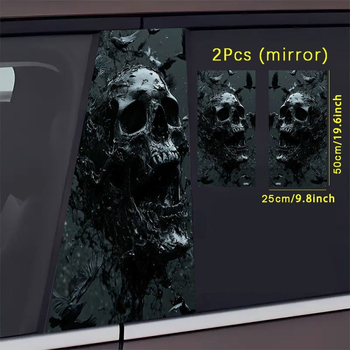 Αυτοκόλλητο αυτοκινήτου, 2 τεμάχια, μαύρο μοτίβο κρανίου (Τύπος ανοίγματος: Swing Open Type; Συμβατό μοντέλο: Προεπιλεγμένο; Συμβίωση: Αρχικό εργοστάσιο)