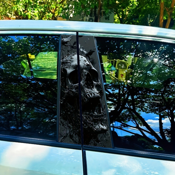 Αυτοκόλλητο αυτοκινήτου, 2 τεμάχια, μαύρο μοτίβο κρανίου (Τύπος ανοίγματος: Swing Open Type; Συμβατό μοντέλο: Προεπιλεγμένο; Συμβίωση: Αρχικό εργοστάσιο)