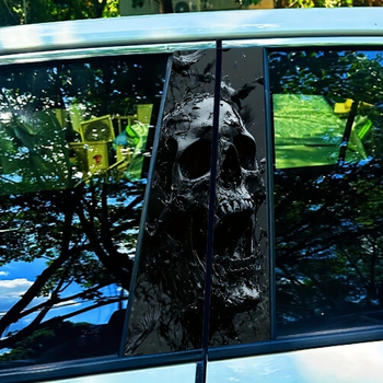 Αυτοκόλλητο αυτοκινήτου, 2 τεμάχια, μαύρο μοτίβο κρανίου (Τύπος ανοίγματος: Swing Open Type; Συμβατό μοντέλο: Προεπιλεγμένο; Συμβίωση: Αρχικό εργοστάσιο)