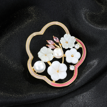 Καρφίτσα σε σχήμα άνθους δαμασκηνιάς, βάση από χαλκό, επένδυση από ζιρκόν, διαμαντοστολισμένη, γυναικείο, απλό στυλ