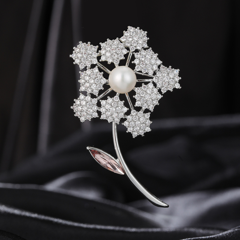 Dandelion segė, varinė pagrindė, su deimantų įdėmu, Zircon įterptas, gėlės forma, Princesių serija