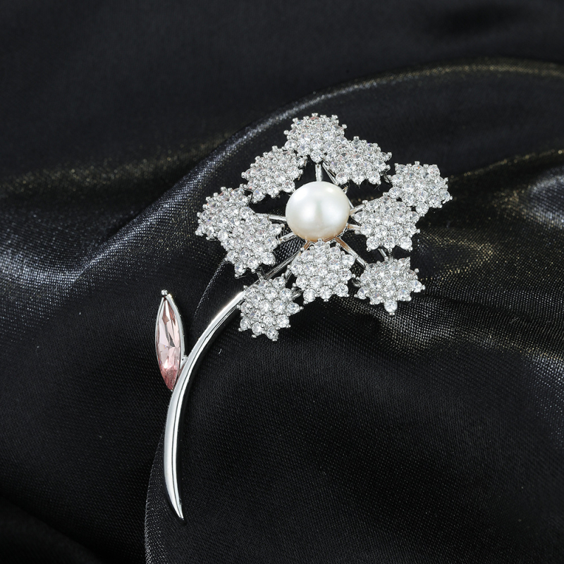 Dandelion segė, varinė pagrindė, su deimantų įdėmu, Zircon įterptas, gėlės forma, Princesių serija