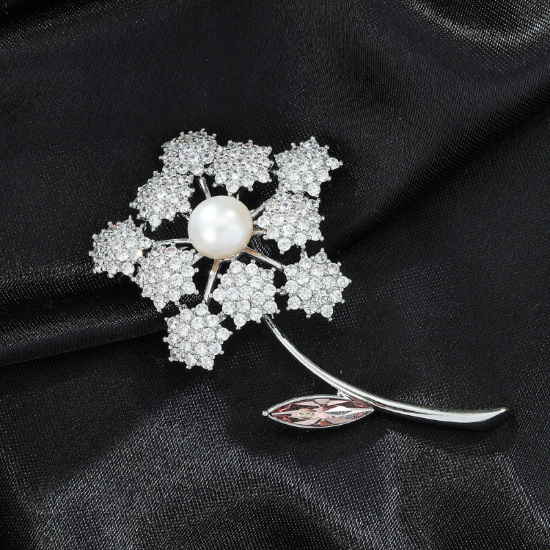 Dandelion segė, varinė pagrindė, su deimantų įdėmu, Zircon įterptas, gėlės forma, Princesių serija