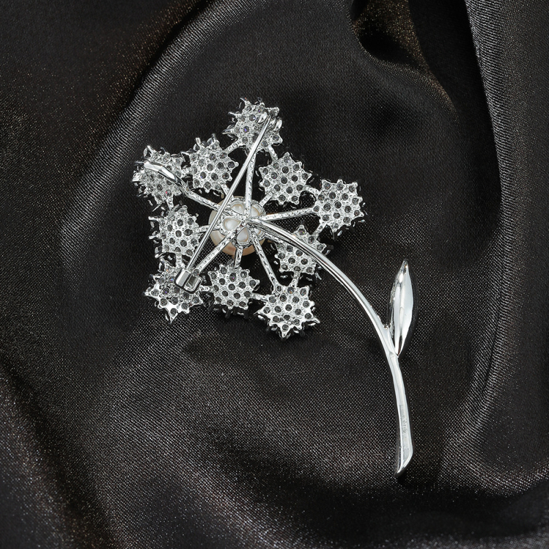 Dandelion segė, varinė pagrindė, su deimantų įdėmu, Zircon įterptas, gėlės forma, Princesių serija