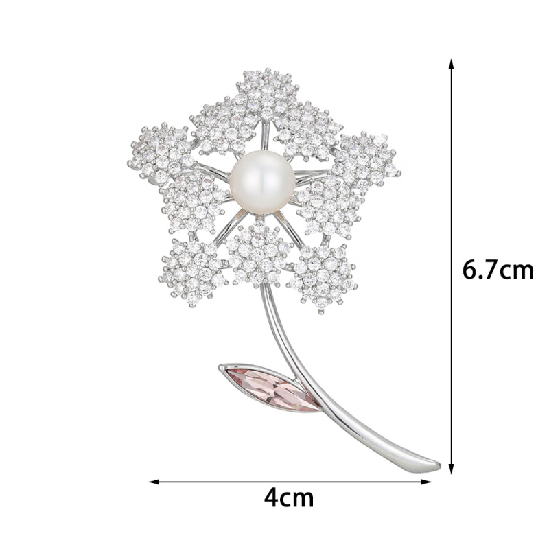 Dandelion segė, varinė pagrindė, su deimantų įdėmu, Zircon įterptas, gėlės forma, Princesių serija