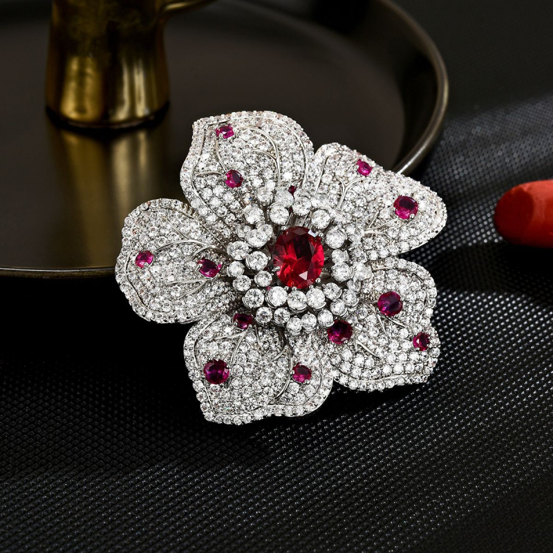 Vario gėlės segė, elektroplakavimo danga, vintage literatūrinis retro stilius, žiema 2024