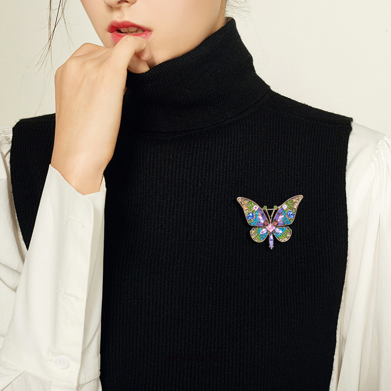 Drugelių segė, cinko lydinys, vabzdžių dizainas, deimantinė apdaila, moterims skirta dekoracija