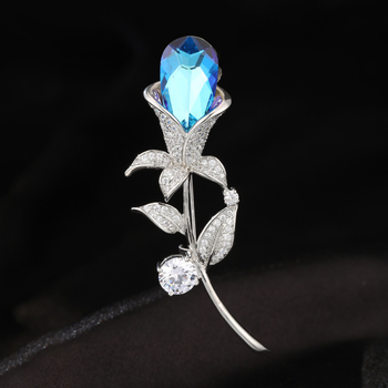 Varinė gėlės formos segė su cirkonio įdėklu, baltas krištolas, Princesės serija