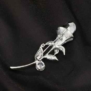 Καρφίτσα χαλκού σε μορφή λουλουδιού, με επένδυση ζιρκόν, λευκό κρύσταλλο, σειρά Πριγκίπισσα