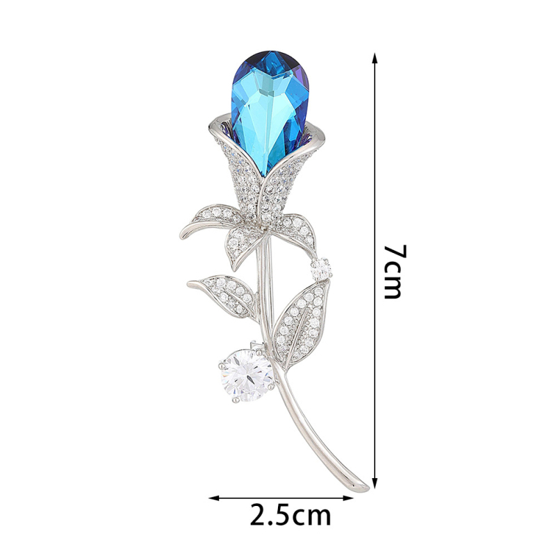 Varinė gėlės formos segė su cirkonio įdėklu, baltas krištolas, Princesės serija