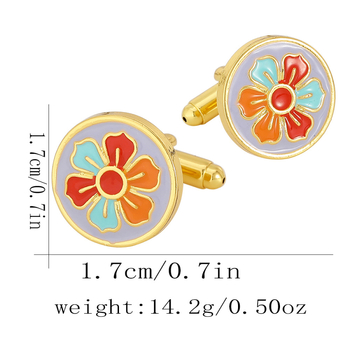 Маншетни копчета с геометричен дизайн, сплавна основа, емалено покритие, аметистови кристали