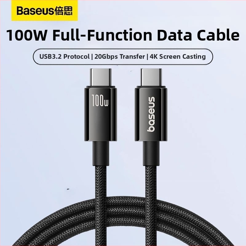 Baseus καλώδιο δεδομένων USB-C προς USB-C για γρήγορη φόρτιση, μήκος 1,5 m, 100 W, κράμα ψευδαργύρου