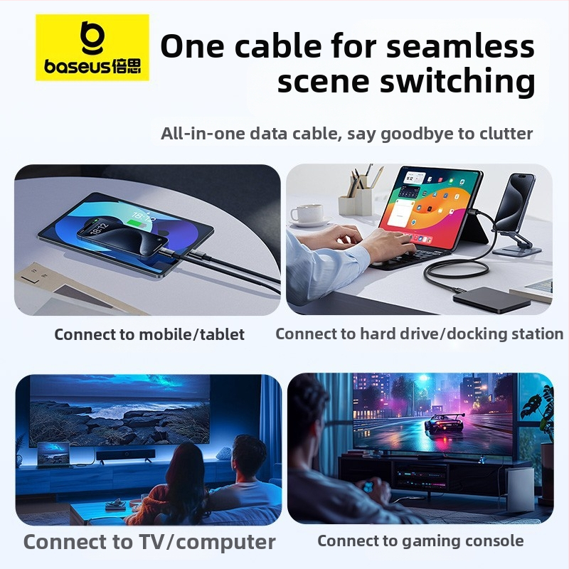 Baseus USB-C na USB-C rýchlonabíjací dátový kábel, 1,5 m, 100 W, zinková zliatina