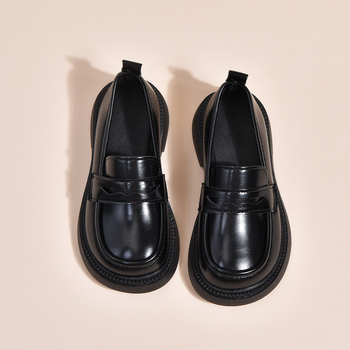 Meitenēm PU ādas Mary Jane loaferi, korejiešu stilā, bieza zole, Slip-On, pavasaris-rudens