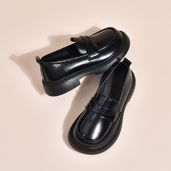 Meitenēm PU ādas Mary Jane loaferi, korejiešu stilā, bieza zole, Slip-On, pavasaris-rudens