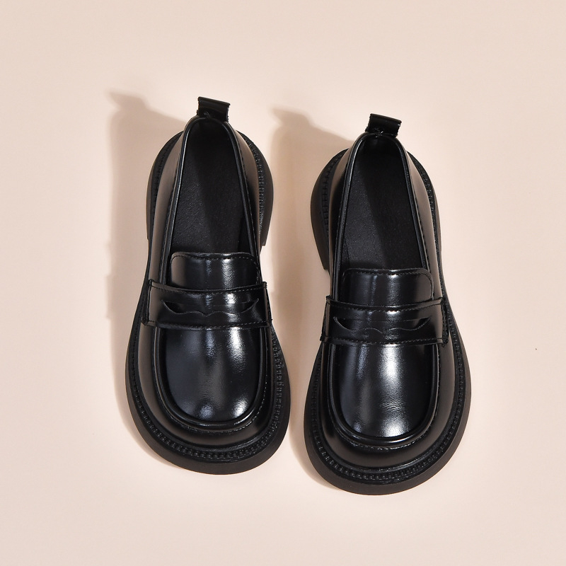 Meitenēm PU ādas Mary Jane loaferi, korejiešu stilā, bieza zole, Slip-On, pavasaris-rudens