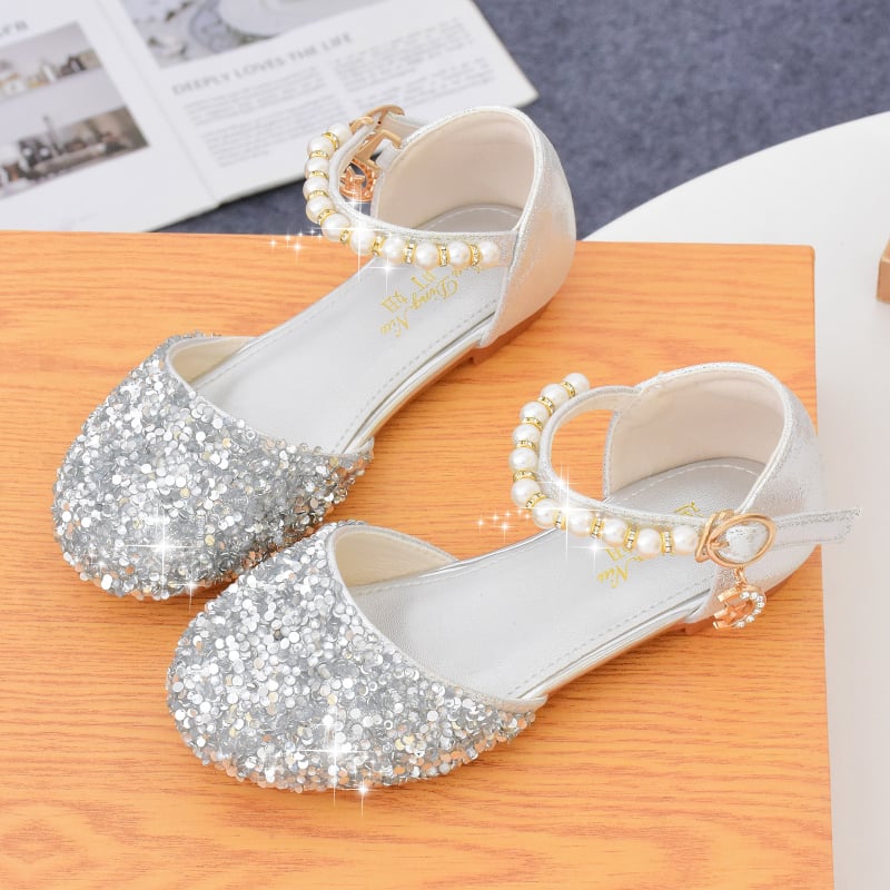 Lányoknak szóló hercegnő szandál Velcro-zárással, műbőr felsőrész, marhaín talp, lélegző és csúszásmentes