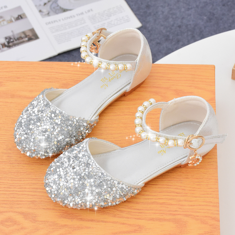 Lányoknak szóló hercegnő szandál Velcro-zárással, műbőr felsőrész, marhaín talp, lélegző és csúszásmentes