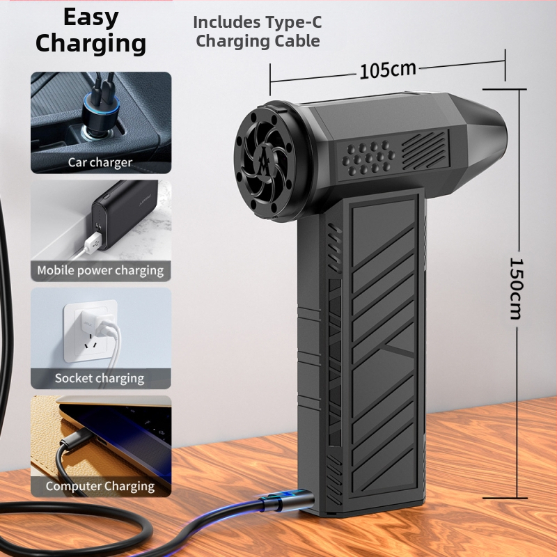 Мини въздушен пистолет за прах с безчетков мотор, безжично ръчно устройство, ABS корпус, високоскоростен турбо режим