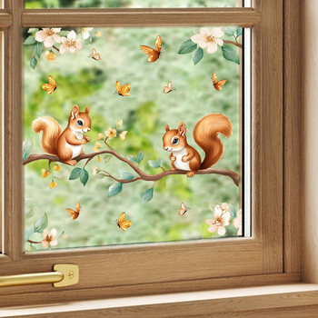 Απόλυτα διαφανές αυτοκόλλητο τοίχου με χαριτωμένο σκίουρο, PVC, αδιάβροχο, 1 τεμάχιο, για σαλόνι και υπνοδωμάτιο