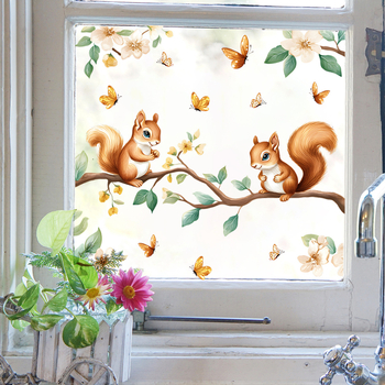 Απόλυτα διαφανές αυτοκόλλητο τοίχου με χαριτωμένο σκίουρο, PVC, αδιάβροχο, 1 τεμάχιο, για σαλόνι και υπνοδωμάτιο