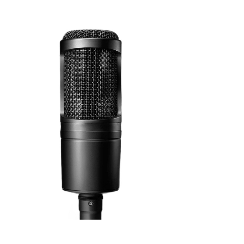 AT2020 kondenzátor mikrofón, vezetékes, nagy diafragmával, cardioid / szuperkardioid, 48V fantom táp