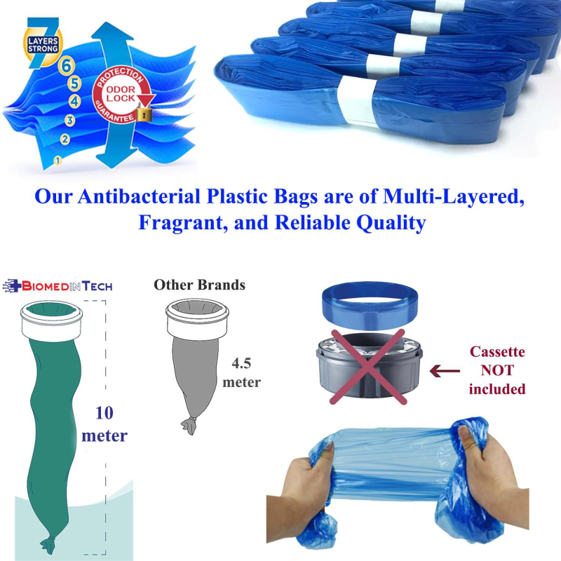 Dėžutės vystyklų šiukšlių maišeliai su dezodorantu, PE, plokščias atidarymas, vienkartiniai, 48 vnt., namų naudojimui, suderinama su Genie Angelcare sulankstomais maišais