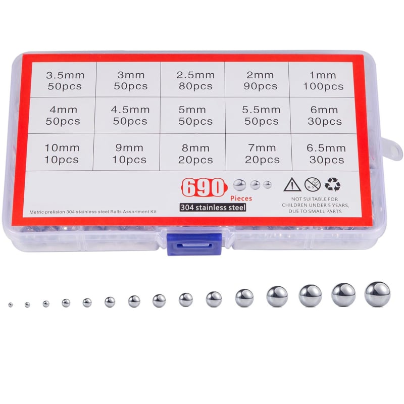 Σετ μεταλλικών χαντρών από ανοξείδωτο ατσάλι 304, 690 τεμάχια, μάρκα Mufeng, εύρος εφαρμογής M1–M10