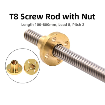 Lead Screw για 3D Εκτυπωτή, Ανοξείδωτος Χάλυβας T8, 304 SS