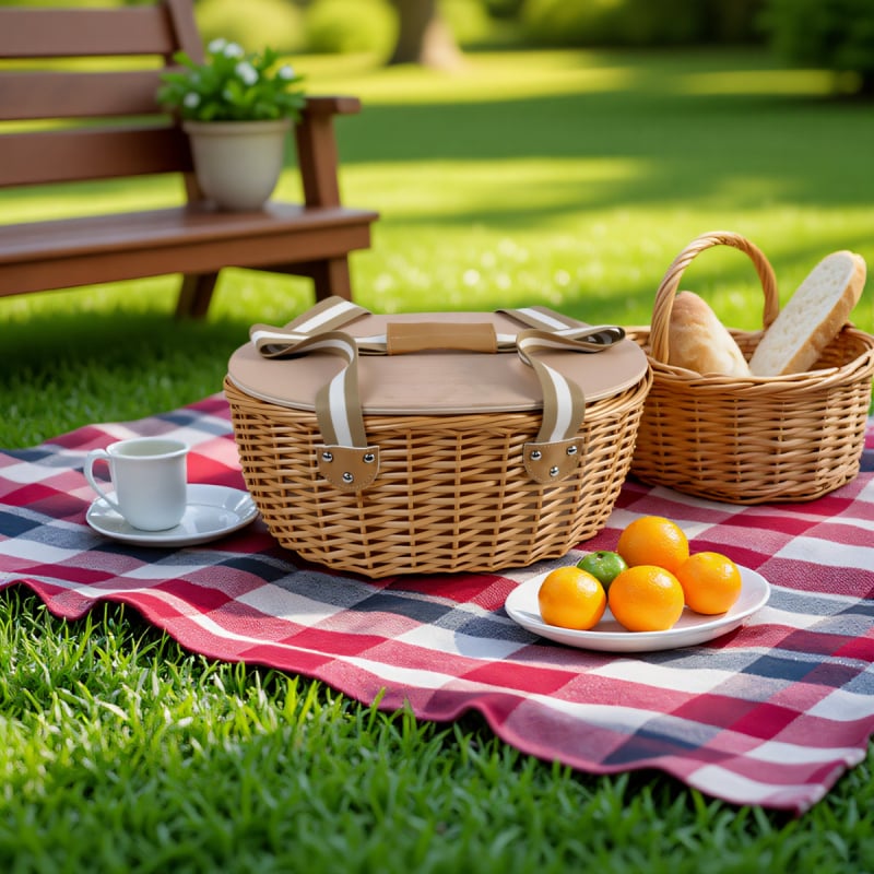 Audžiamas vytų pikniko krepšys su įrankiais, stalu, izoliacija ir rankena — Modelis ZQ24-447 A