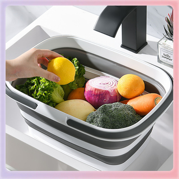 Αναδιπλούμενο καλάθι πλυσίματος με χειρολαβές, πολυχρηστικό καλάθι για φρούτα και λαχανικά και αποθήκευση, σετ 10 τεμαχίων, υλικό PP+TPE, μοντέρνο μινιμαλιστικό στυλ