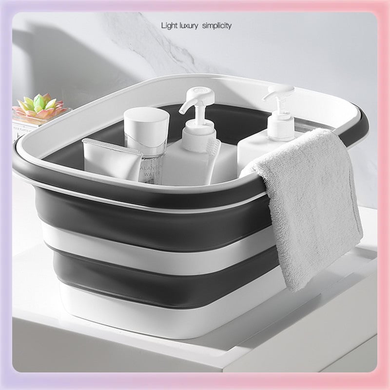 Αναδιπλούμενο καλάθι πλυσίματος με χειρολαβές, πολυχρηστικό καλάθι για φρούτα και λαχανικά και αποθήκευση, σετ 10 τεμαχίων, υλικό PP+TPE, μοντέρνο μινιμαλιστικό στυλ