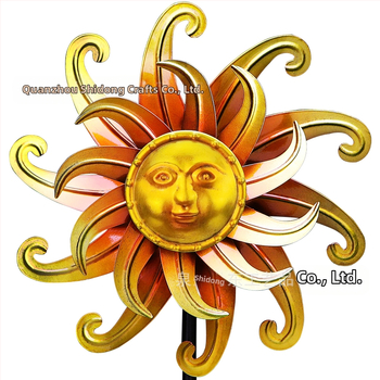 Μεταλλικός κήπος ανεμόμυλος με διπλό επίπεδο προσώπου ήλιου – διακόσμηση μοντέρνας τέχνης