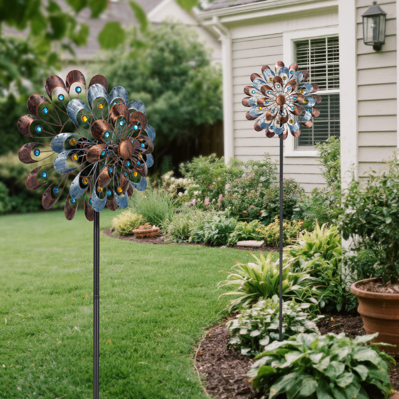 Dzelzs rotējošais vējdzirnavas dekors dārzam un āra telpām (Materiāls: Dzelzs; Ražošana: daļēji roku darbs un daļēji mehānisks; Svars: 1400 g)