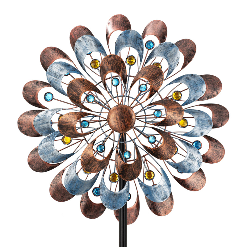 Dzelzs rotējošais vējdzirnavas dekors dārzam un āra telpām (Materiāls: Dzelzs; Ražošana: daļēji roku darbs un daļēji mehānisks; Svars: 1400 g)