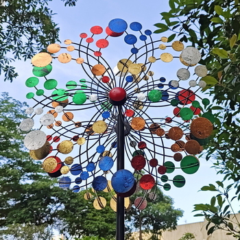 Γλυπτό κήπου από σίδερο σε μορφή αιολικής μηχανής – μοντέρνο μινιμαλιστικό στυλ, ηλεκτροπλατίωση, χύτευση, γυάλισμα