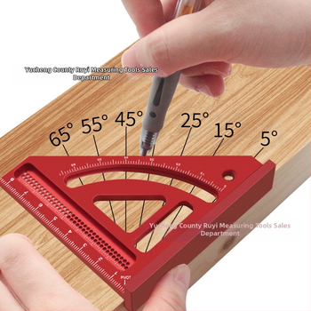 Ενσωματωμένος τριγωνικός χάρακας για ξυλουργική — χάραξη μέτρων και γωνίας τετράγωνου, κράμα αλουμινίου