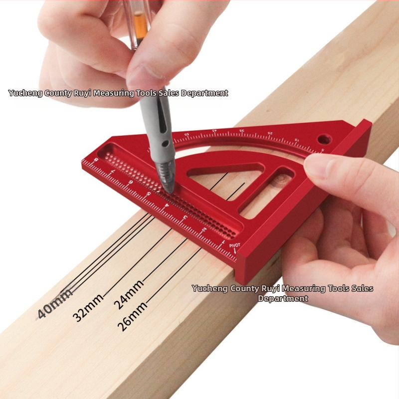 Интегрирана триъгълна линейка за дърводелство, линейка за маркиране и ъгъл, алуминиева сплав