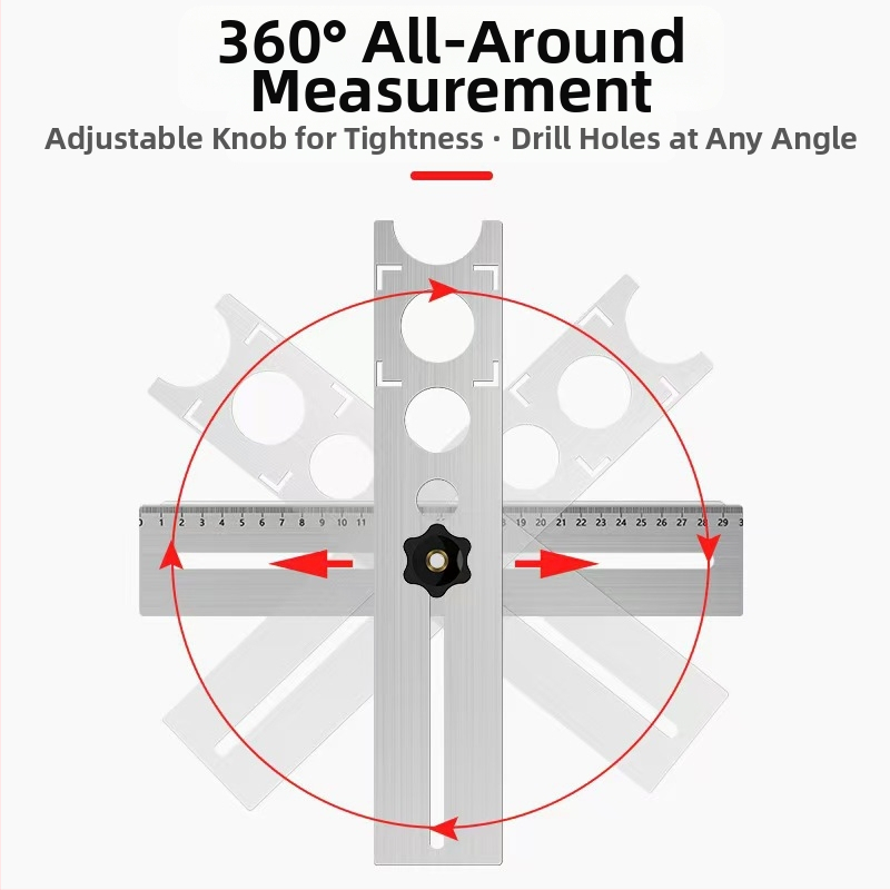 Yilin Инструмент за позициониране на отвори за керамични плочки и стъкло – 60-позиционен инструмент, с торба и гайка