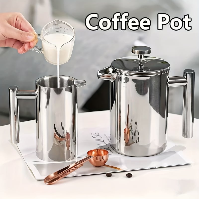 Γαλλική καφετιέρα τύπου φρέντζ από ανοξείδωτο ατσάλι, διπλού τοιχώματος, κλάσης 304, μονωμένη