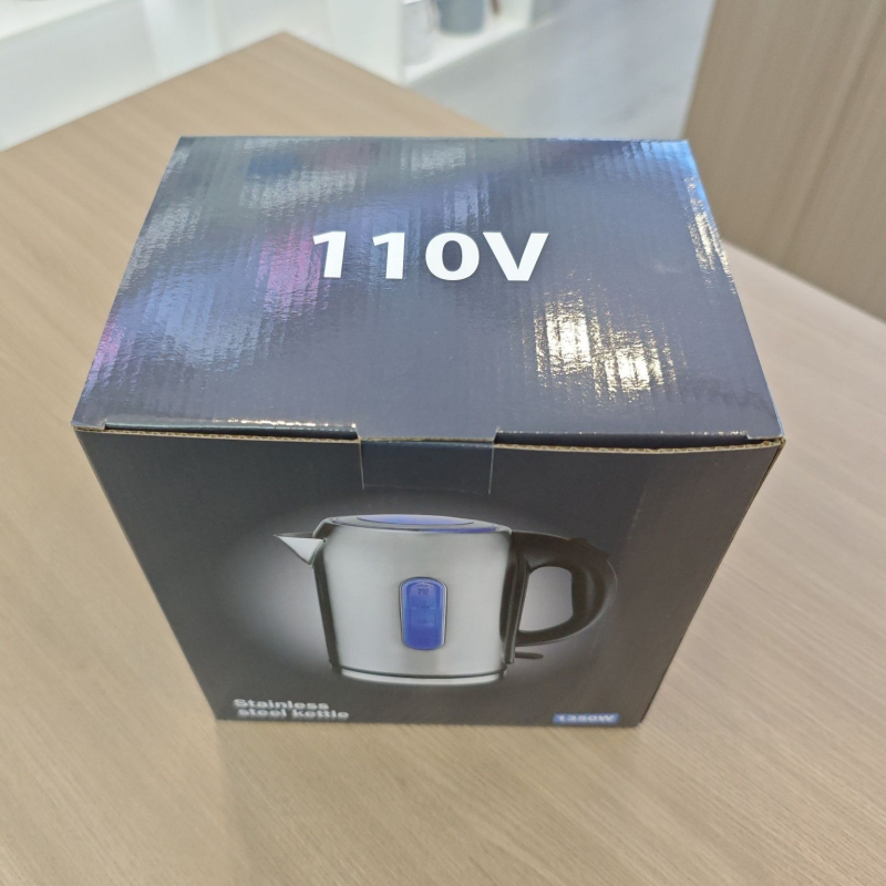 Ηλεκτρικός βραστήρας από ανοξείδωτο ατσάλι, 110 V, 1350 W, αυτόματη απενεργοποίηση, προστασία από υπερθέρμανση και προστασία από ξηρό βρασμό.