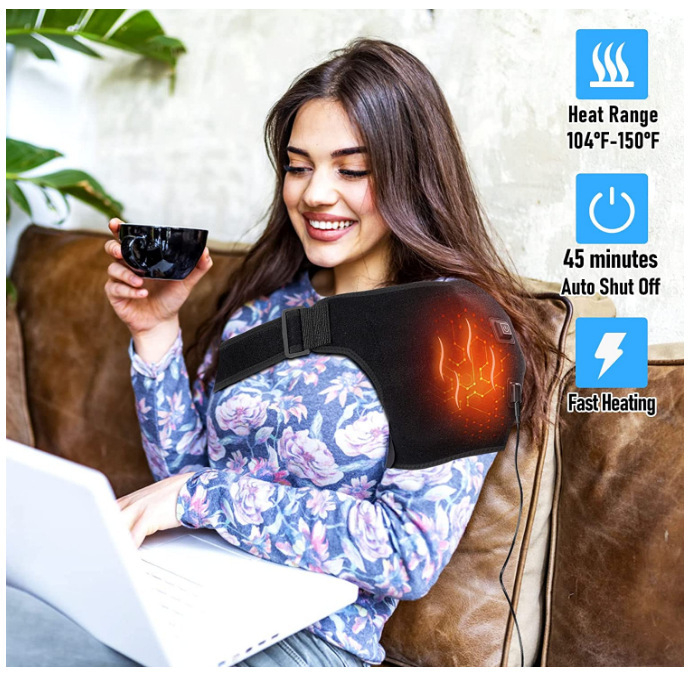 Karsējošs plecu spilventiņš ar 3 līmeņu temperatūras kontroli, 5V DC, temperatūras diapazons 104-150°, materiāls OK audums + SBR, svars 186 g