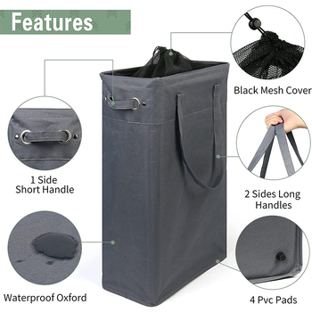 Salokāms veļas grozs no Oxford auduma, paredzēts netīrām drēbēm uzglabāšanai, influencer stila dizains