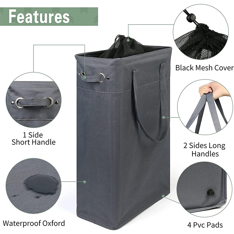 Salokāms veļas grozs no Oxford auduma, paredzēts netīrām drēbēm uzglabāšanai, influencer stila dizains