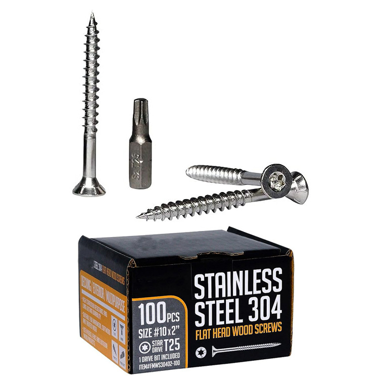 Βίδες ξύλου από ανοξείδωτο ατσάλι με επίπεδη κεφαλή, γενική χρήση, μάρκα Panpal