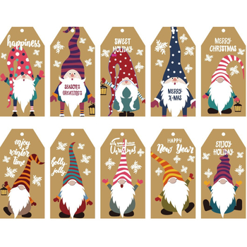 Ετικέτα Αγίου Βασίλη σε Kraft Χαρτί - ζωγραφισμένο κρεμαστό διακοσμητικό για χριστουγεννιάτικη συσκευασία δώρων