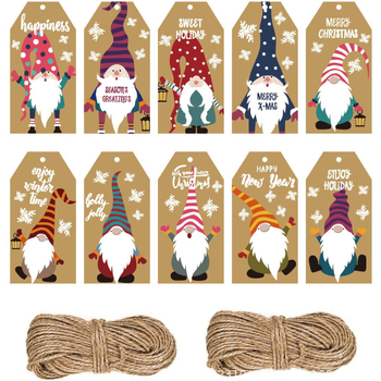 Ετικέτα Αγίου Βασίλη σε Kraft Χαρτί - ζωγραφισμένο κρεμαστό διακοσμητικό για χριστουγεννιάτικη συσκευασία δώρων