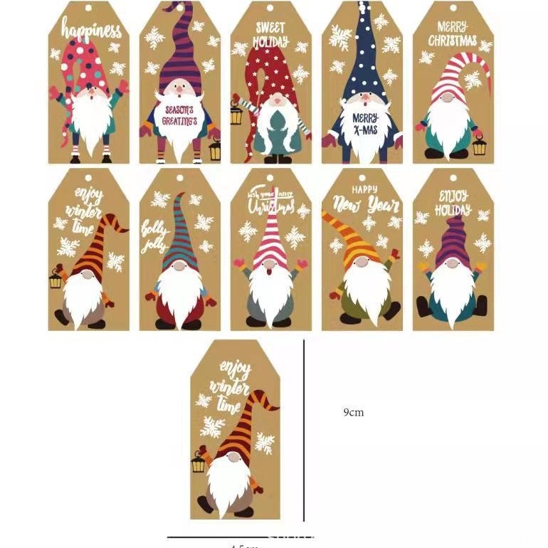 Ετικέτα Αγίου Βασίλη σε Kraft Χαρτί - ζωγραφισμένο κρεμαστό διακοσμητικό για χριστουγεννιάτικη συσκευασία δώρων