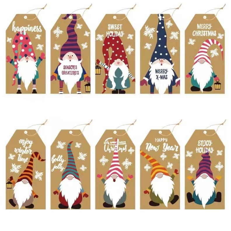 Ετικέτα Αγίου Βασίλη σε Kraft Χαρτί - ζωγραφισμένο κρεμαστό διακοσμητικό για χριστουγεννιάτικη συσκευασία δώρων